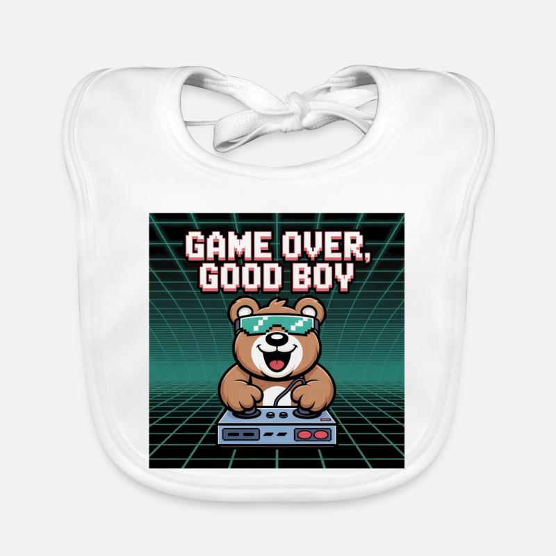 Retro Gaming Mignon DJ Bear Bavoir bio Bébé