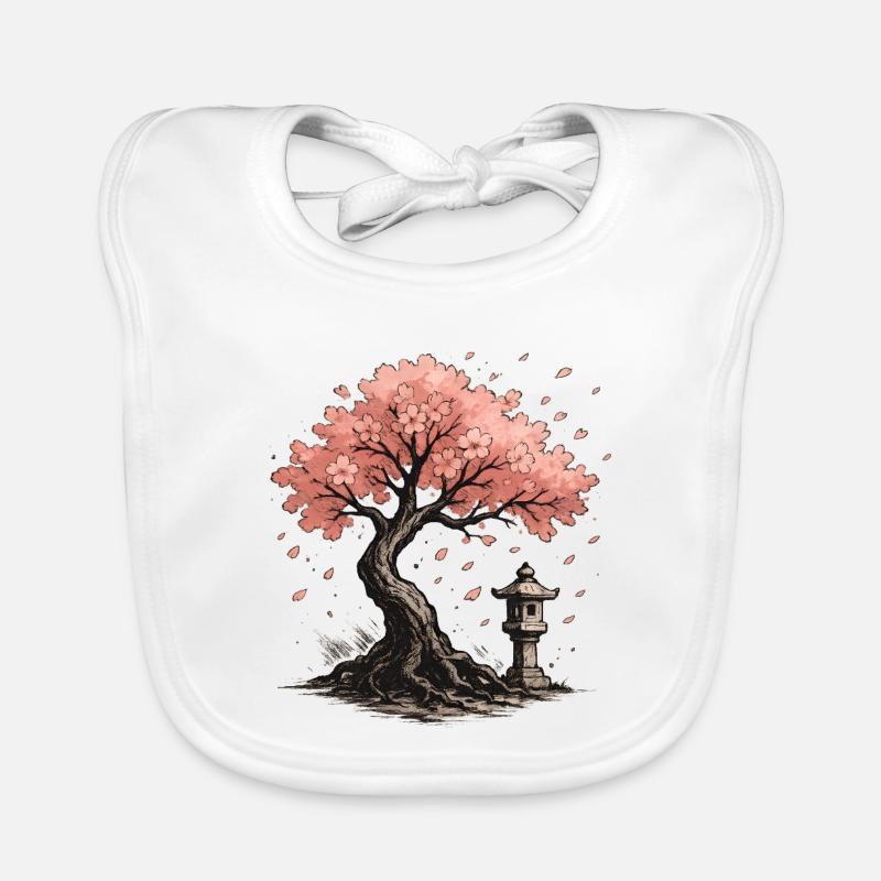 Conception d’arbre de cerisier japonais en fleurs - Bavoir bio Bébé - blanc