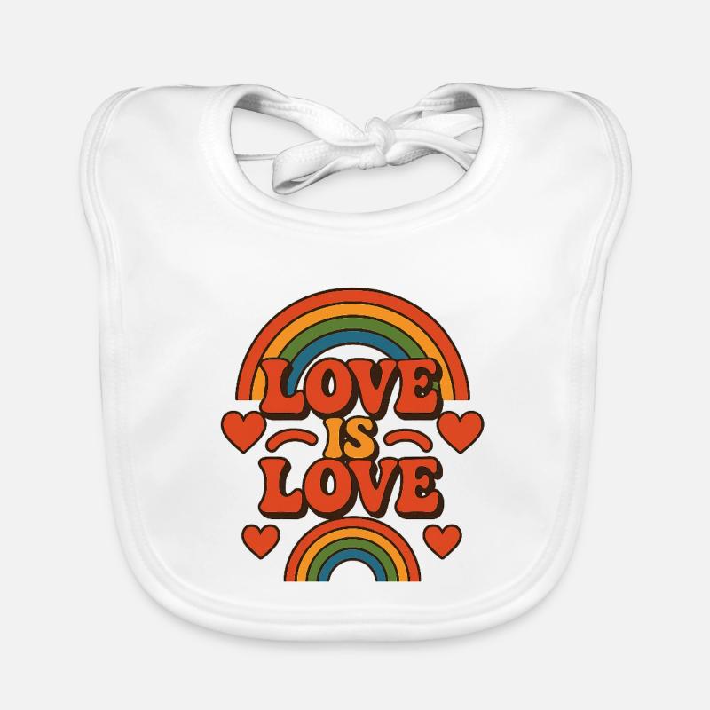 Love Rainbow Illustration Organic Baby Bibs
