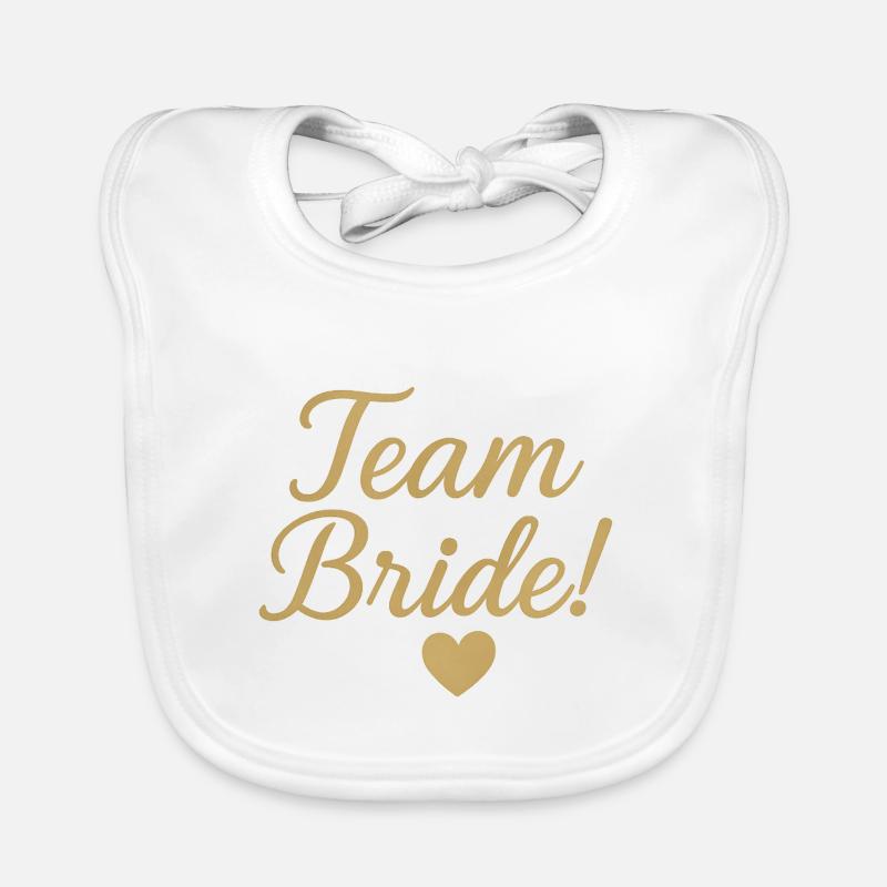 Team Bride Gold Script Design. Hochzeit - Baby Bio-Lätzchen - Weiß