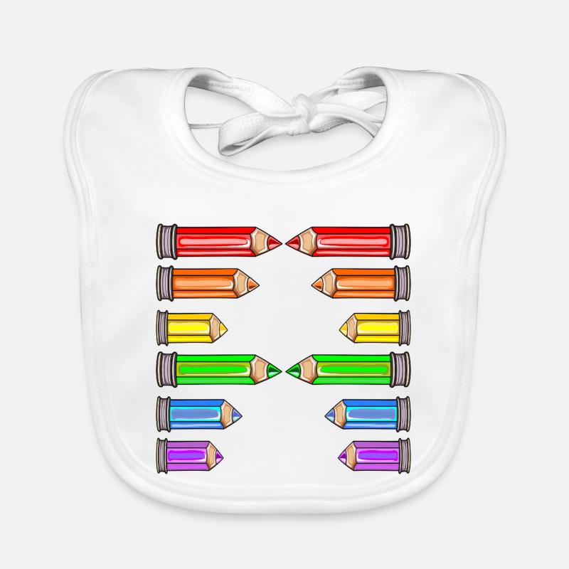 LETTRE UN NOM CRAYONS DE COULEUR D’ÉCOLE Bavoir bio Bébé