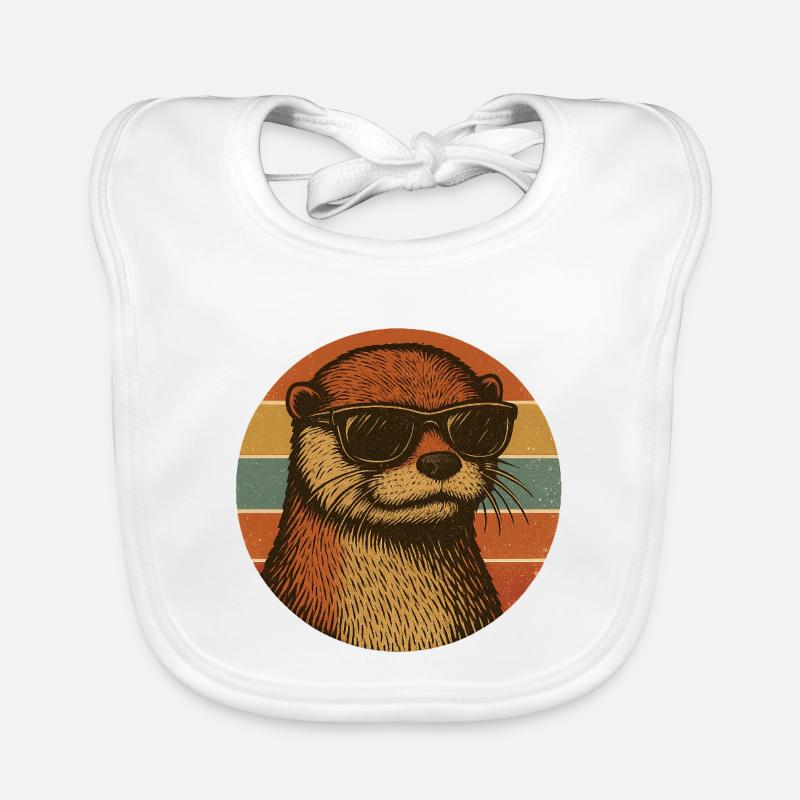 Loutre cool avec lunettes de soleil design rétro - Bavoir bio Bébé - blanc
