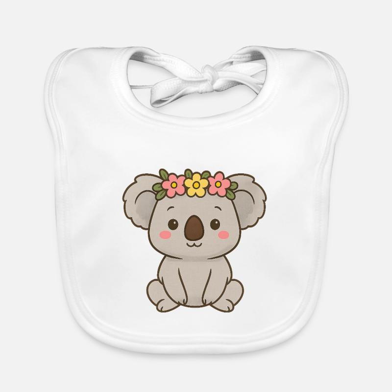 Süßer Koala mit Blumenkranz Baby Bio-Lätzchen