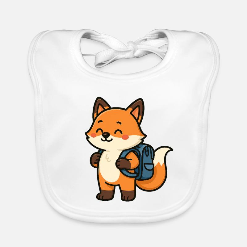 Cute fox with glasses & satchel Organic Baby Bibs