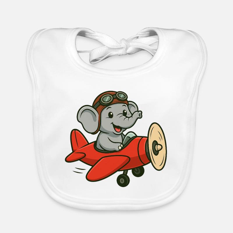 Cute elephant pilot in airplane Organic Baby Bibs