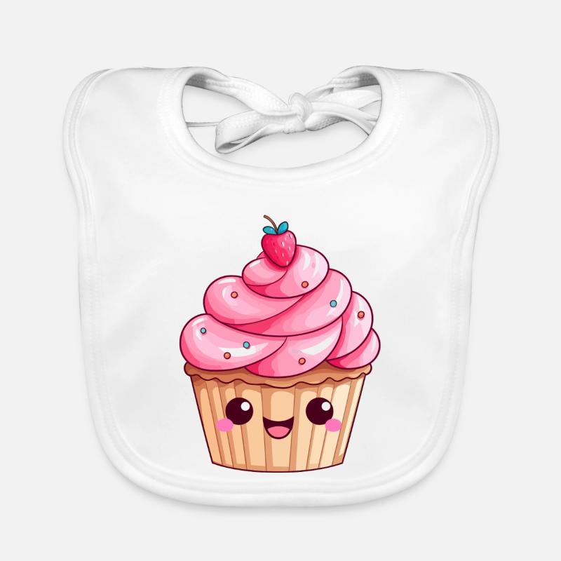 Conception mignonne de cupcake tourbillon de fraises Bavoir bio Bébé