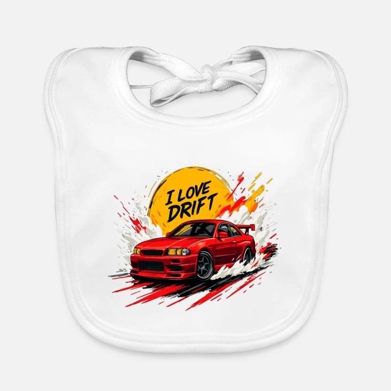 Rotes Drift Auto Splash Kunstwerk Baby Bio-Lätzchen