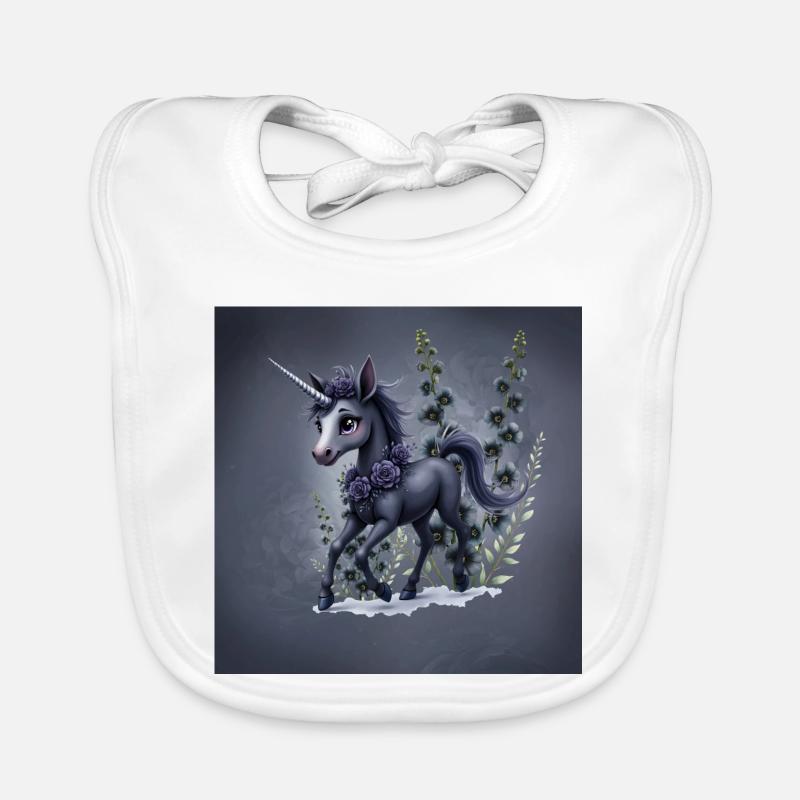Licorne mystique avec des fleurs dans les tons bleus Bavoir bio Bébé