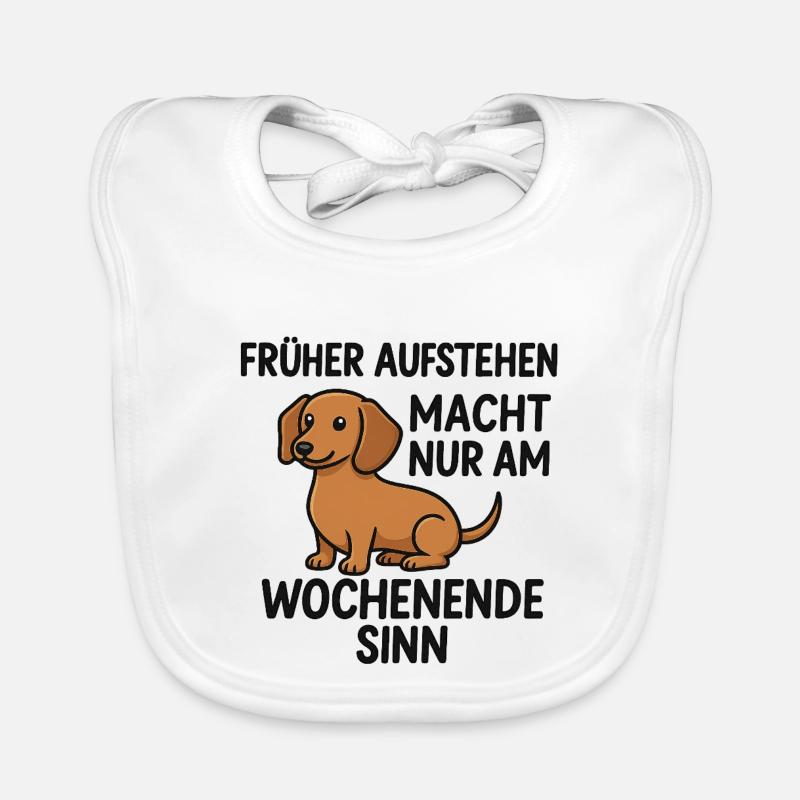 Dog with Saying Weekend Organic Baby Bibs
