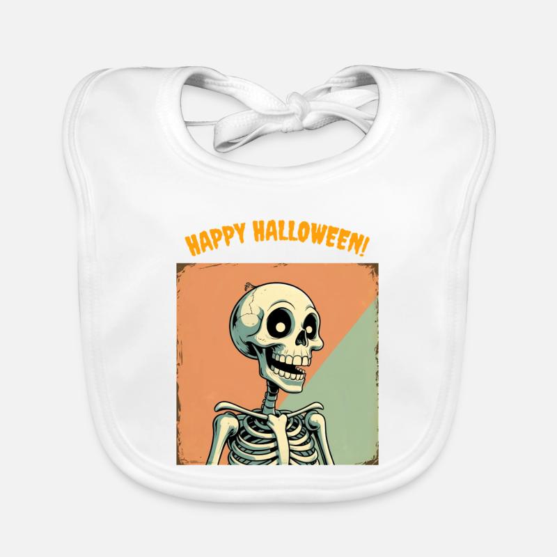 Humorous Halloween Skeleton Print Organic Baby Bibs
