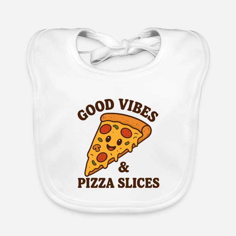 Illustration de tranche de pizza heureuse Bavoir bio Bébé