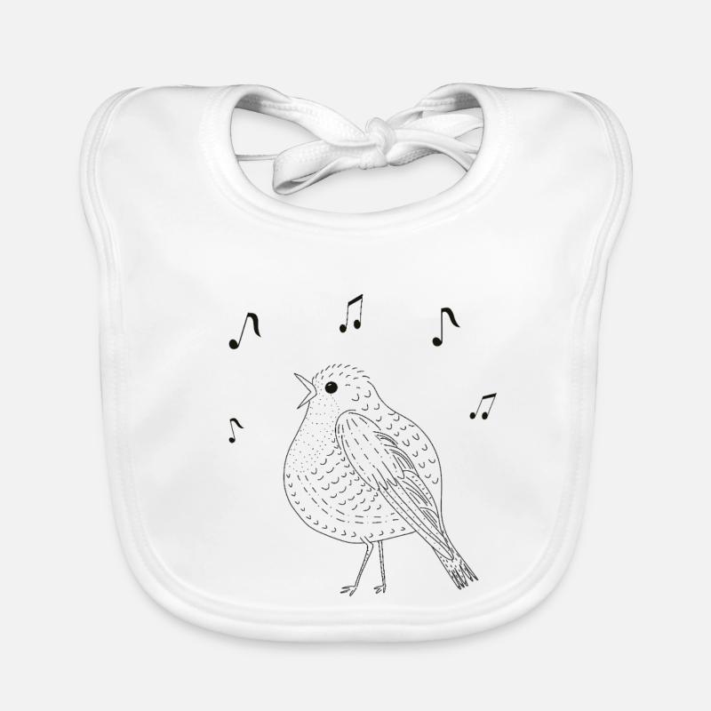 Eleganter singender Vogel in Schwarz-Weiß Baby Bio-Lätzchen