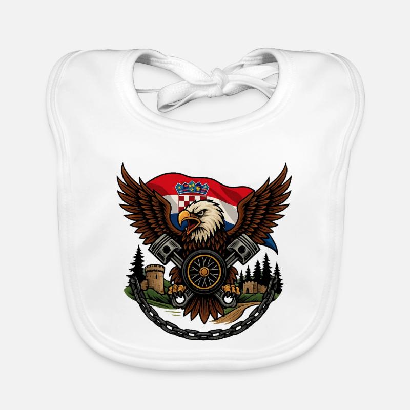 Croatian Imperial Crusader Eagle - Organic Baby Bibs - white