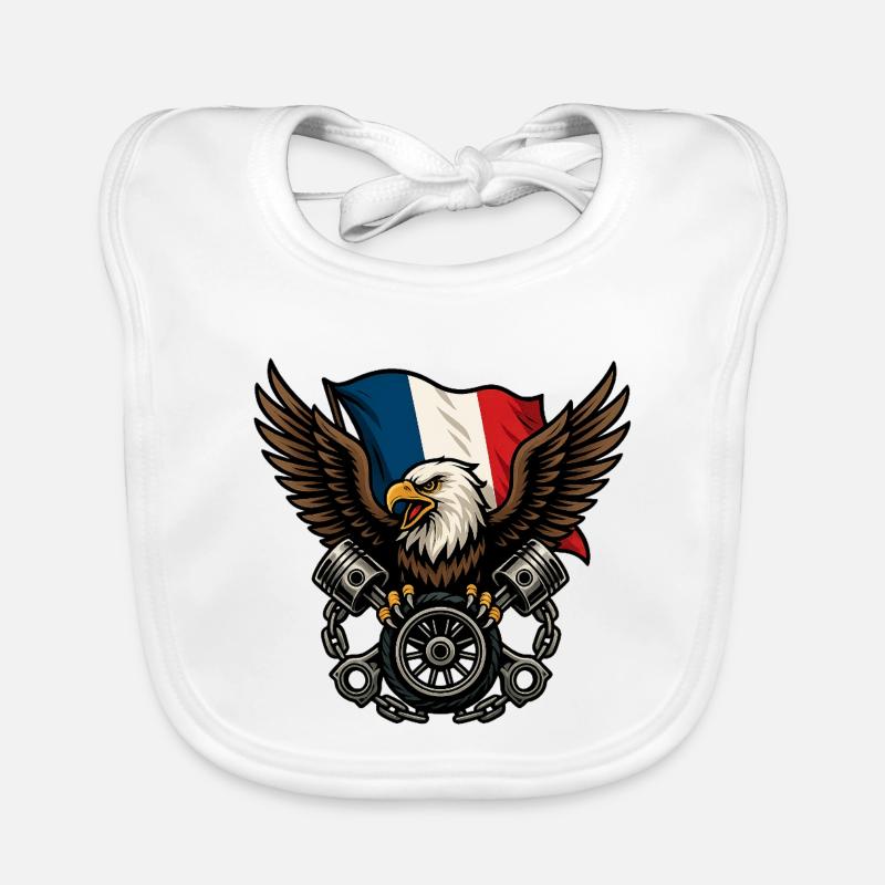 French Eagle with Flag Organic Baby Bibs