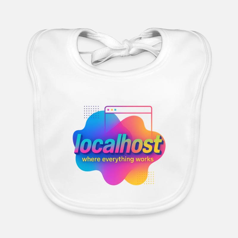 Localhost Colorful Graphic Tee for Developers Organic Baby Bibs