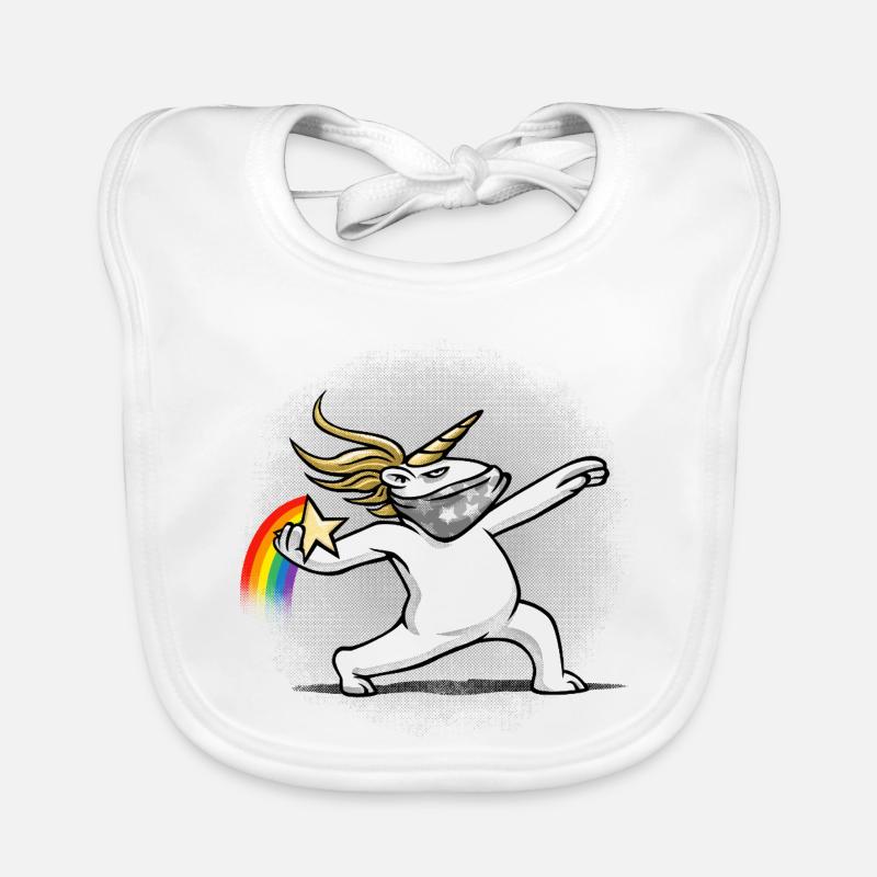 Unicorn throws a rainbow Organic Baby Bibs