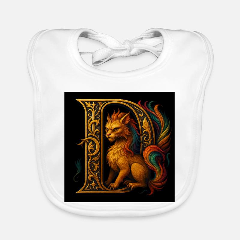 D - Magical ornament with cat-like creature Organic Baby Bibs