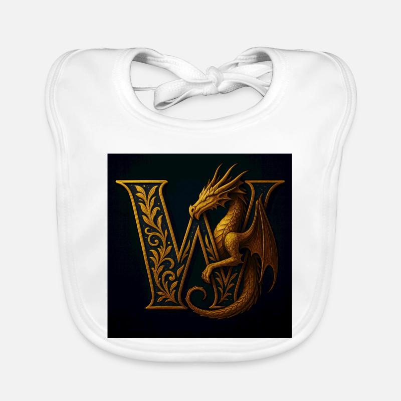 W – Magic Ornament with Dragon Organic Baby Bibs