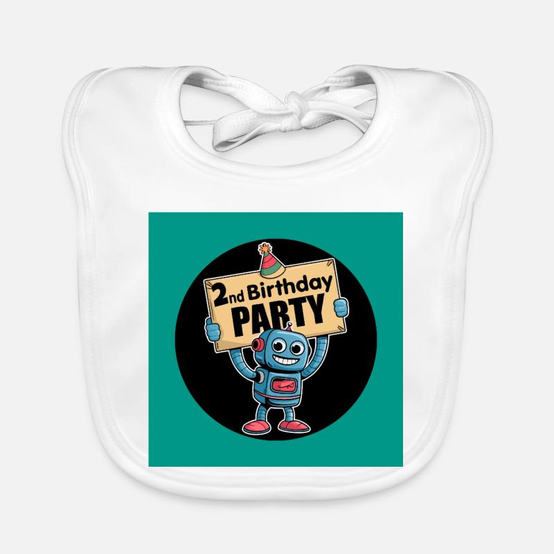 Robot 2nd Birthday Party Theme Organic Baby Bibs