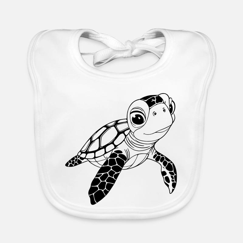 Tortue - Bavoir bio Bébé - blanc
