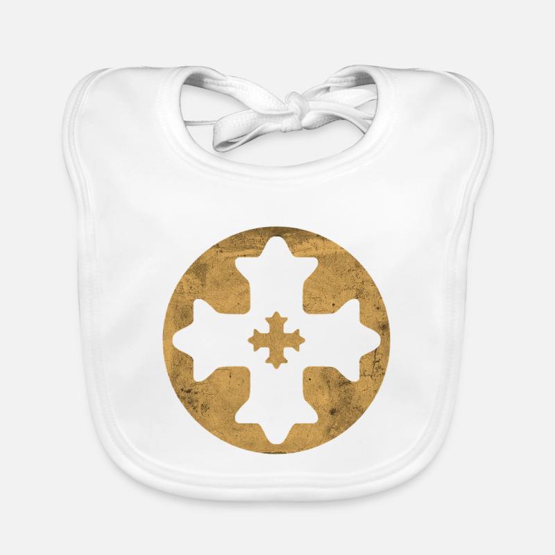Croix copte orientale dans cercle doré Bavoir bio Bébé