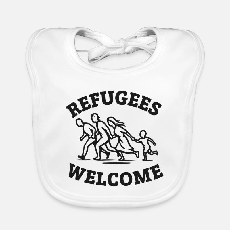 Refugees Willkommen Illustration Baby Bio-Lätzchen