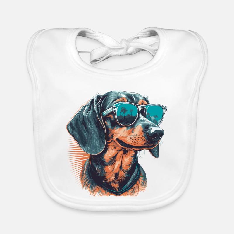 Cool dachshund with sunglasses Organic Baby Bibs
