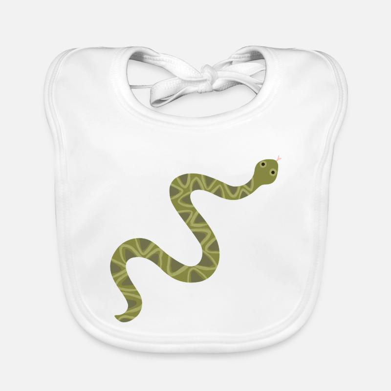 Vibrant Green Snake Illustration Organic Baby Bibs