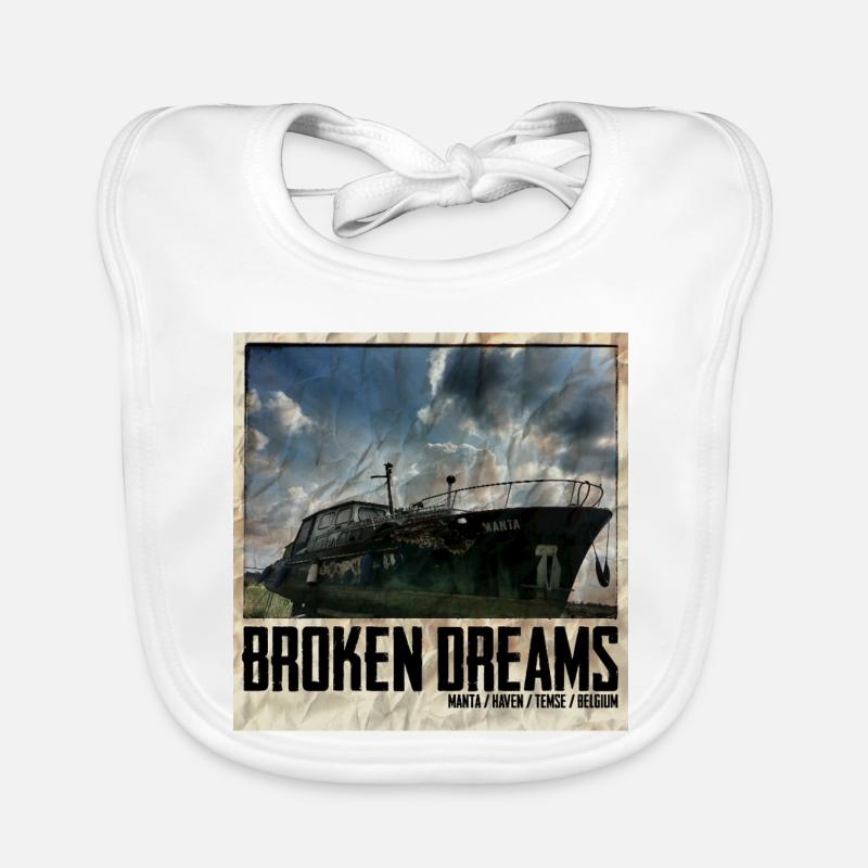 Dilapidated ship with sky background Organic Baby Bibs