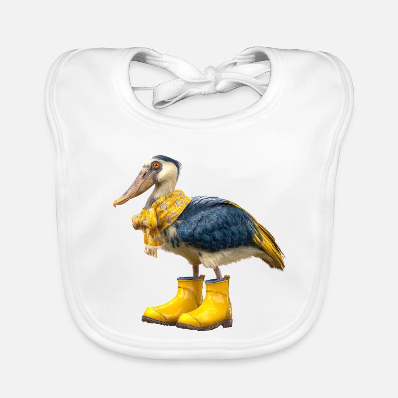 Creative shoebill bird in rubber boots Organic Baby Bibs