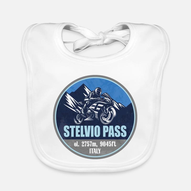 Stelvio Pass Italy Alps Motorcycle Route Organic Baby Bibs