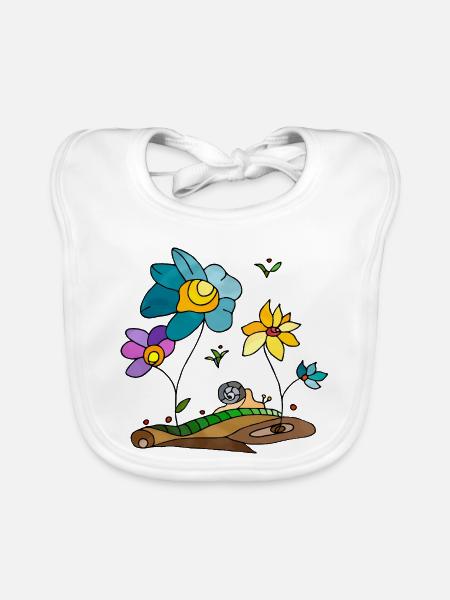Blumen - Baby Bio-Lätzchen - Weiß