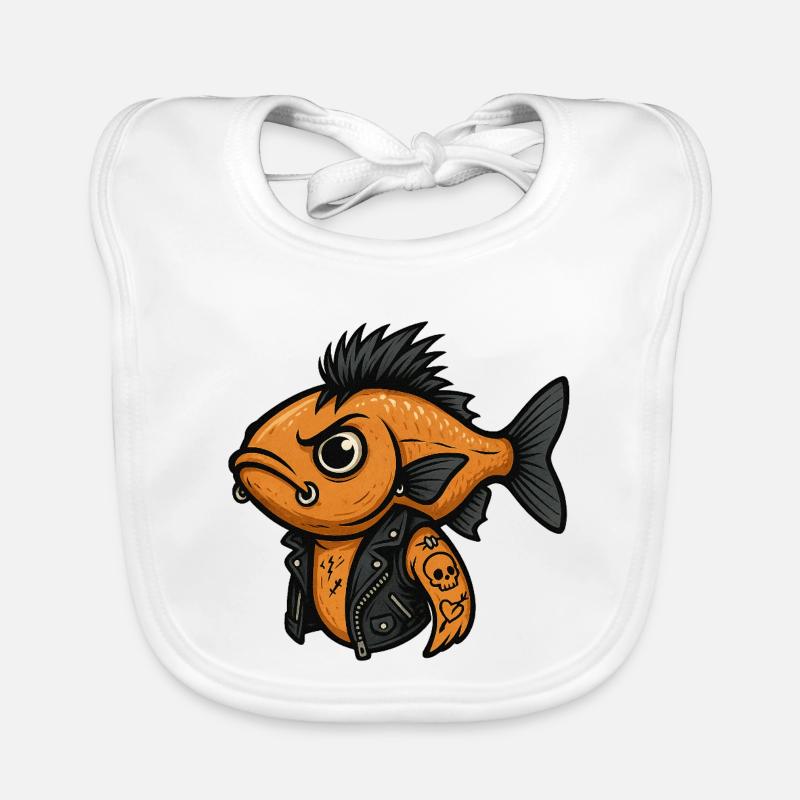 Fisch Punk Illustration Reisfeld-Rocker Baby Bio-Lätzchen
