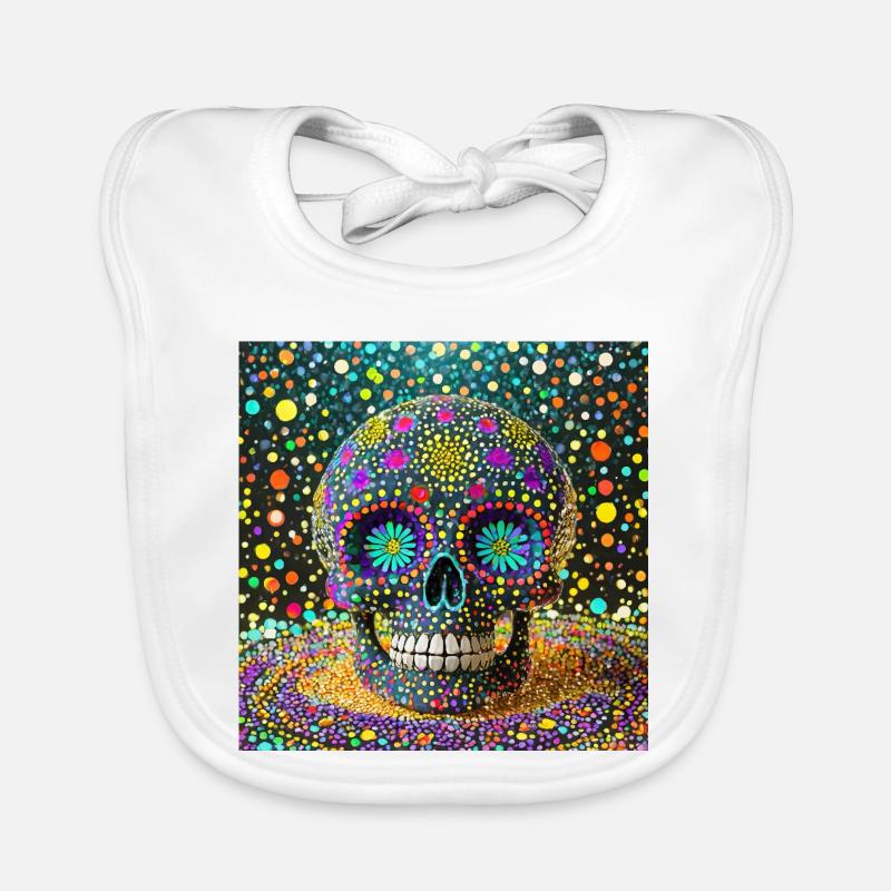 Crâne Dia de los Muertos - Bavoir bio Bébé - blanc