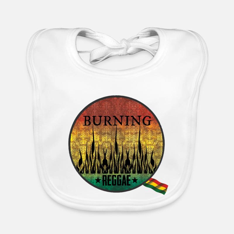 Feuriges Burning Reggae Emblem - Baby Bio-Lätzchen - Weiß