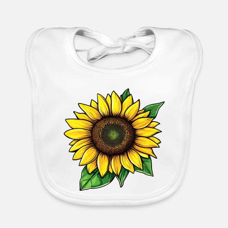 Sunflower Vector Graphic Illustration Organic Baby Bibs