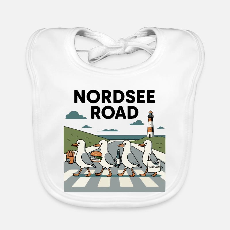 Nordseeroad Möwen Baby Bio-Lätzchen