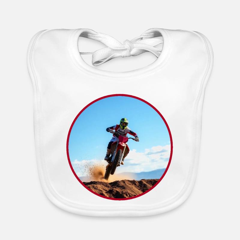 Motocross colour logo - Red Organic Baby Bibs