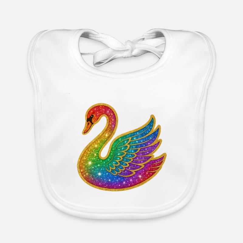 Regenbogen Glitzer Schwan Baby Bio-Lätzchen