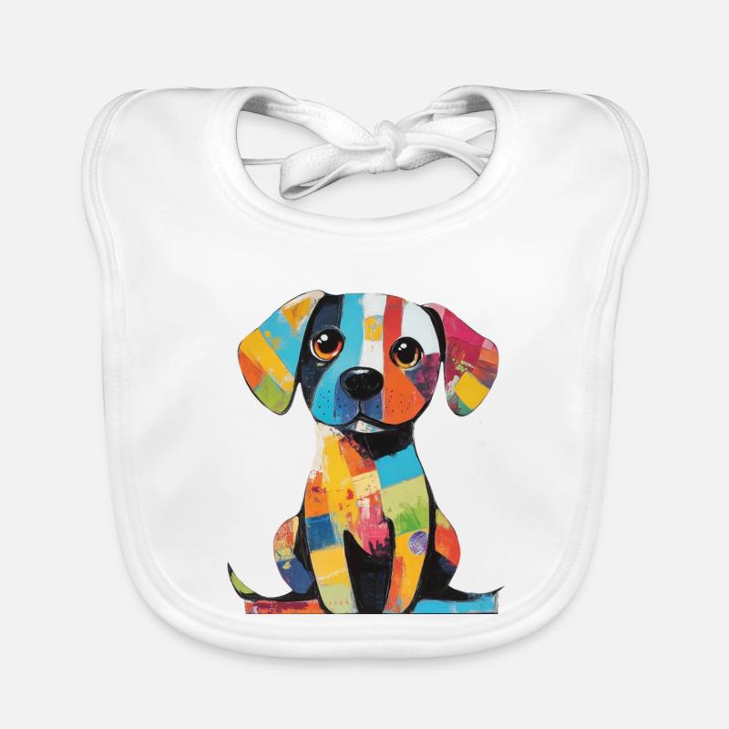 Patchwork coloré, chien coloré Bavoir bio Bébé