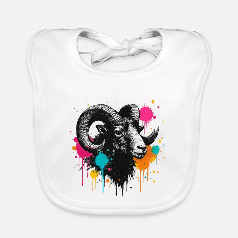 Ram's Head Graffiti Color Explosion Organic Baby Bibs