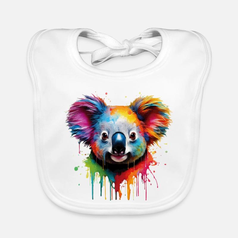 Rainbow Koala Watercolor Organic Baby Bibs