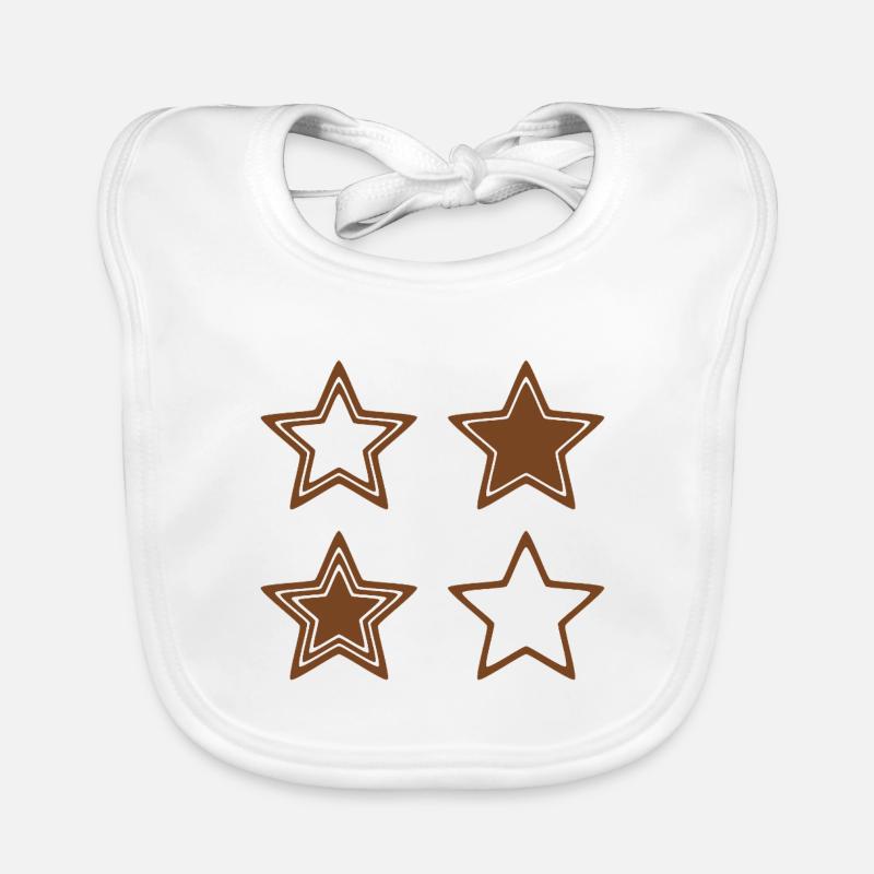 Biscuits étoilés bruns avec glaçage blanc Bavoir bio Bébé