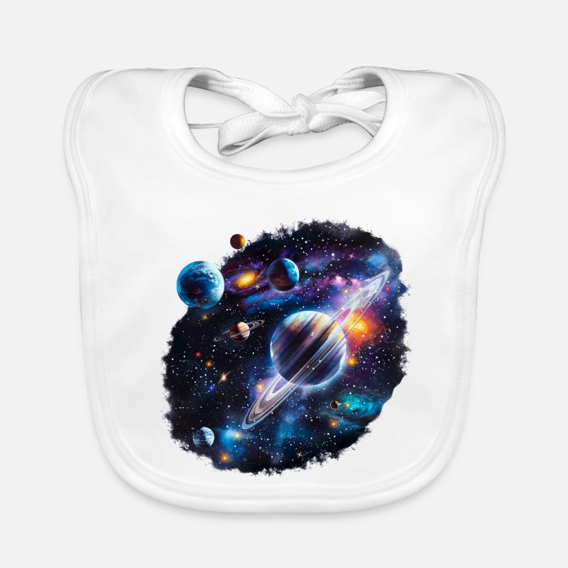 Galactic Planetary System Pattern Organic Baby Bibs