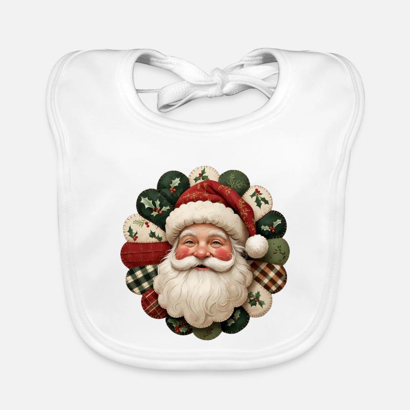 Patchwork Santa Claus Motif Organic Baby Bibs