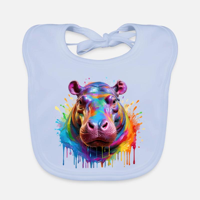 Bunter Hippo Farbexplosion Baby Bio-Lätzchen
