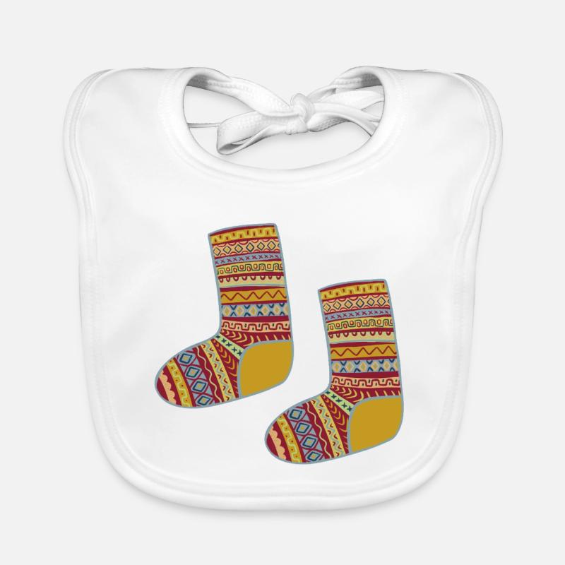 Colorful Fair Isle Patterned Socks Organic Baby Bibs