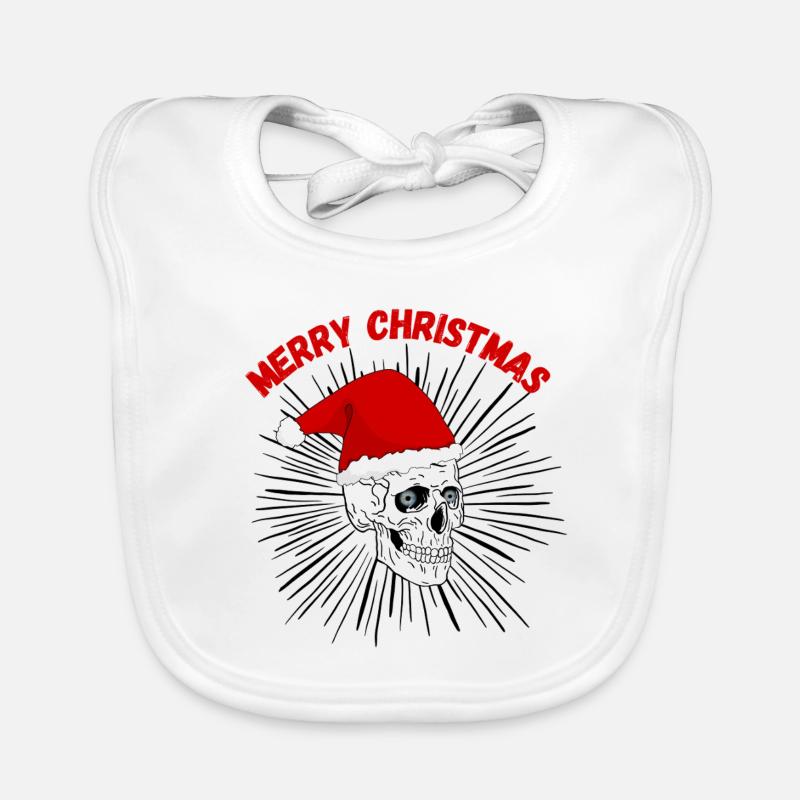 Christmas Skull with Gothic Red Hat Organic Baby Bibs
