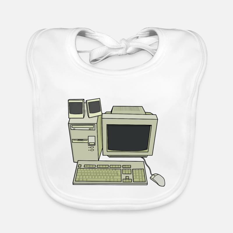 Retro Computer Desk Setup Organic Baby Bibs