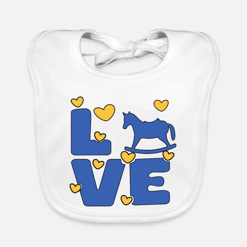 LES CHEVAUX À BASCULE AIMENT LES CŒURS Bavoir bio Bébé
